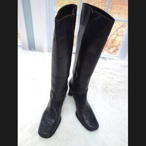 Via Spiga Black Leather 9M (58) Knee hi Heeled Boots - GORGEOUS! 90's Vi…
